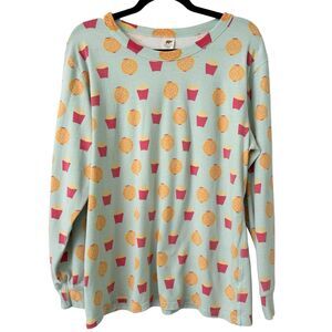 Monica + Andy Organic Cotton Burgers & Fries Long Sleeve T-Shirt Women’s Size XL